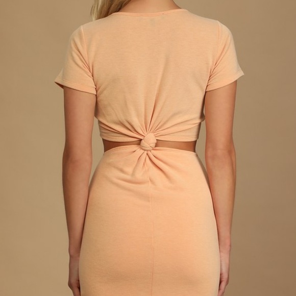 Lulus Orange Knotted Mini T-Shirt Cut Out Dress - Picture 4 of 12
